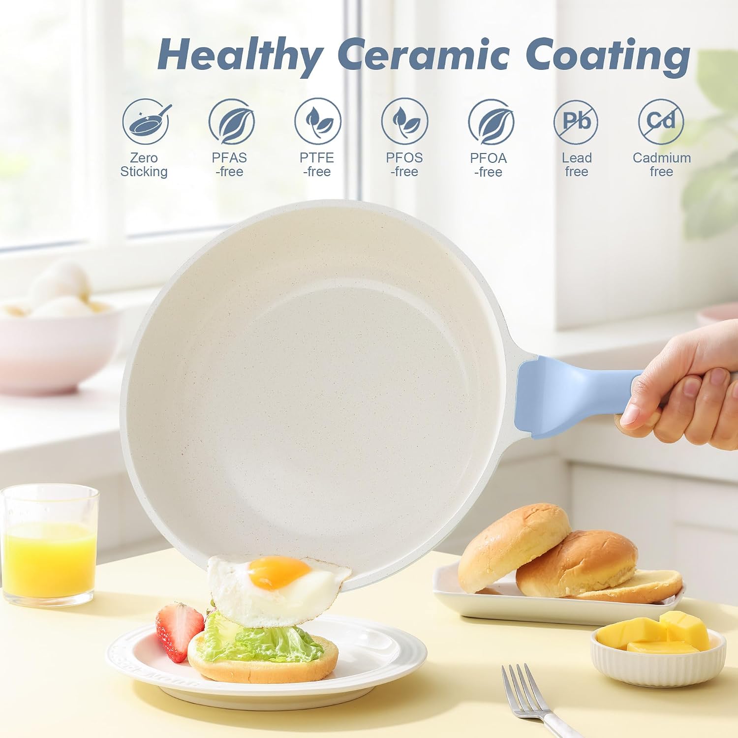 SENSARTE Nonstick Frying Pan Skillet, Swiss Granite Coating Omelette Pan, Healthy Stone Cookware Chef's Pan