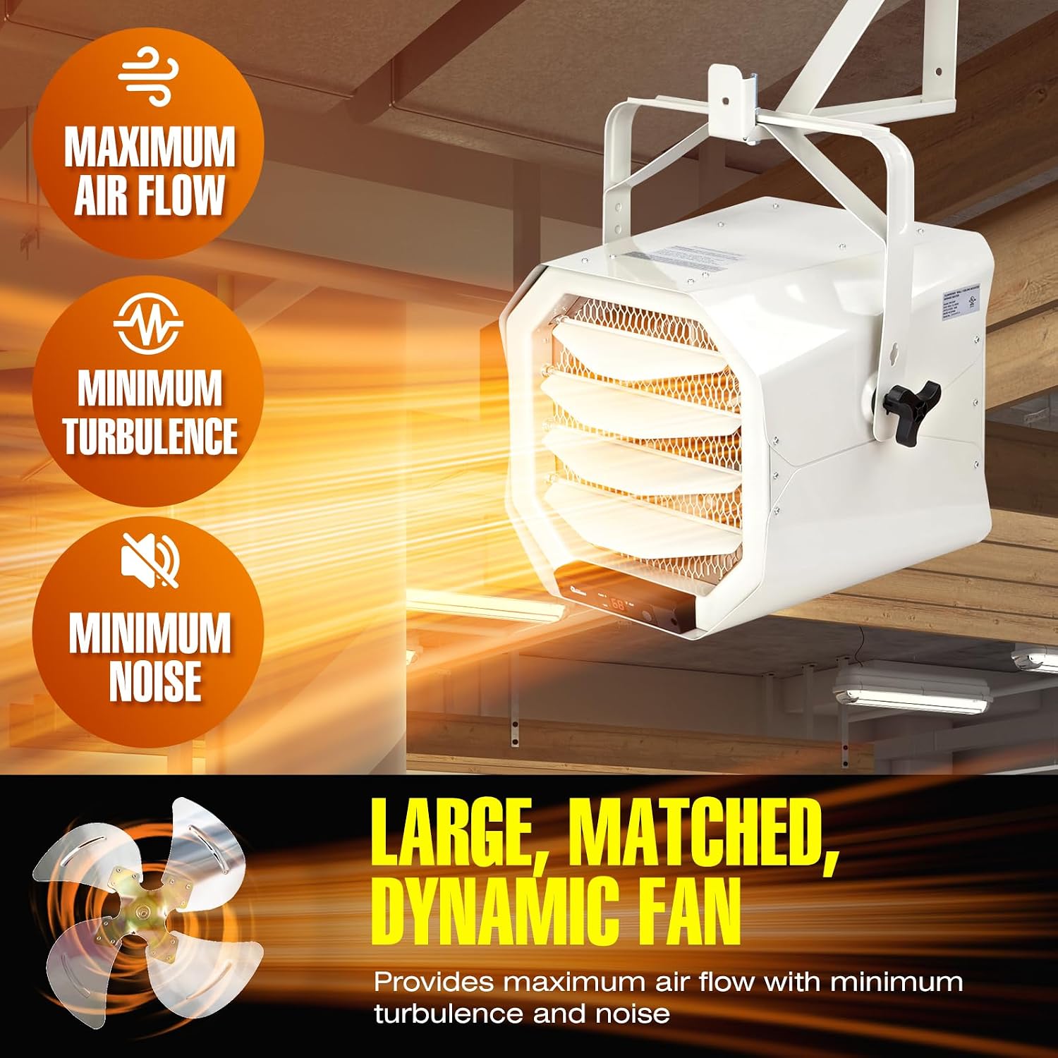 DR. INFRARED HEATER DR-910F 10,000-Watt 240V Heavy-Duty Hardwired Shop Garage Heater Wall/Ceiling Mounted with Remote Controlled Thermostat