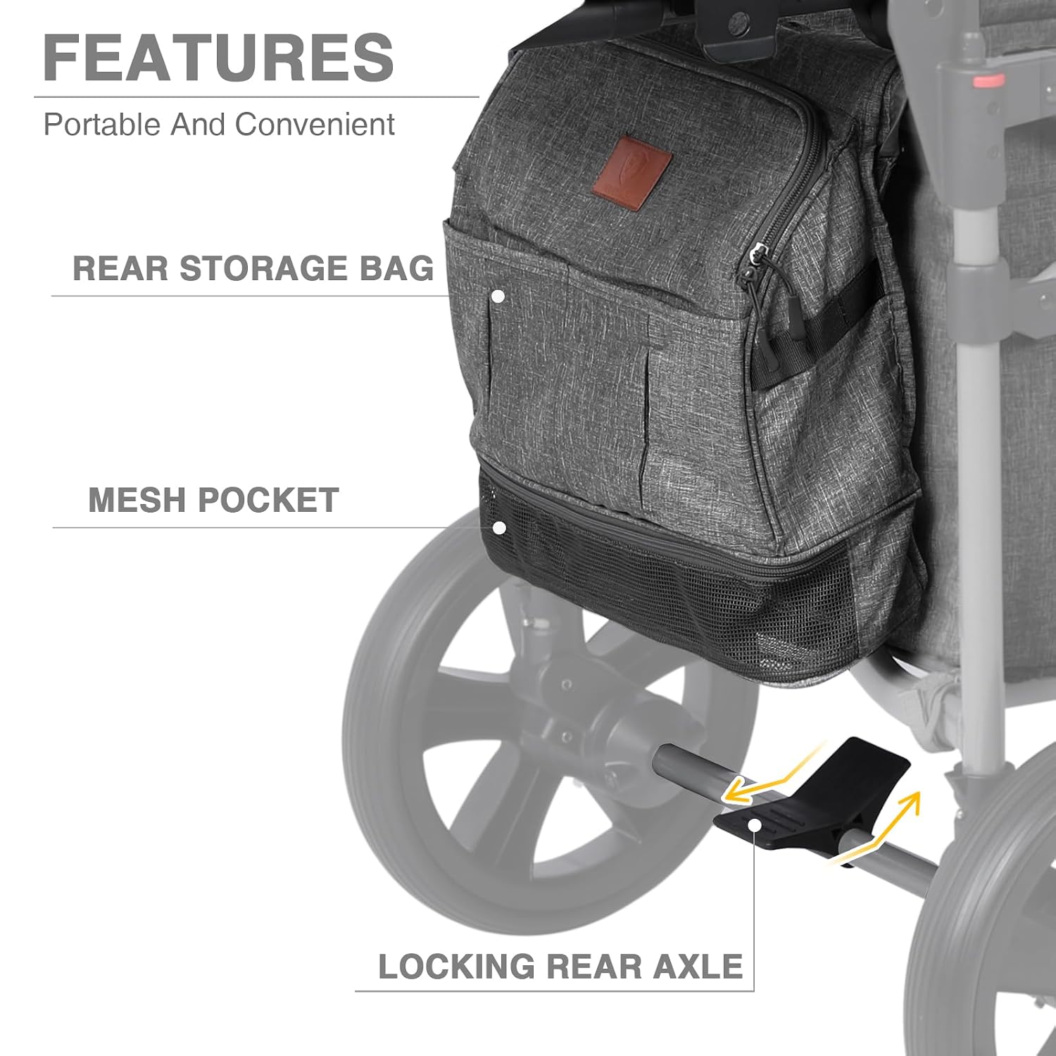 EVER ADVANCED Foldable Wagons for Two Kids & Cargo, Collapsible Folding Stroller with Adjustable Handle Bar,Removable Canopy with 5-Point Harness Gray