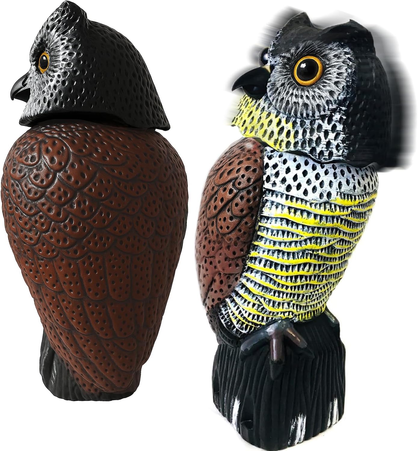 GiftExpress 16" Large Owl Decoy with Rotating Head – Realistic Garden Statue Bird & Squirrel Deterrent