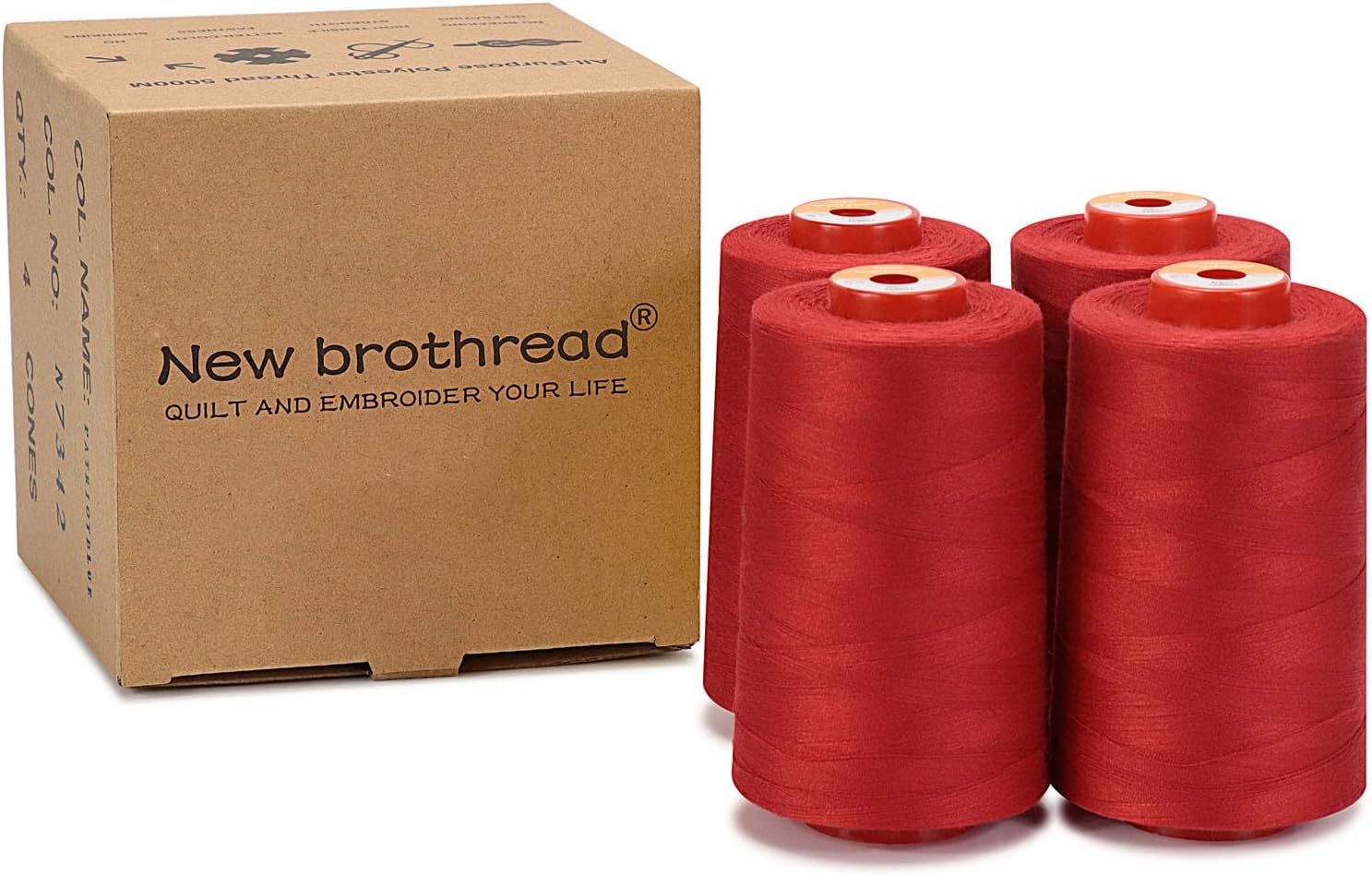 New brothread 4 Large Cones All Purpose Polyester Thread -Cream
