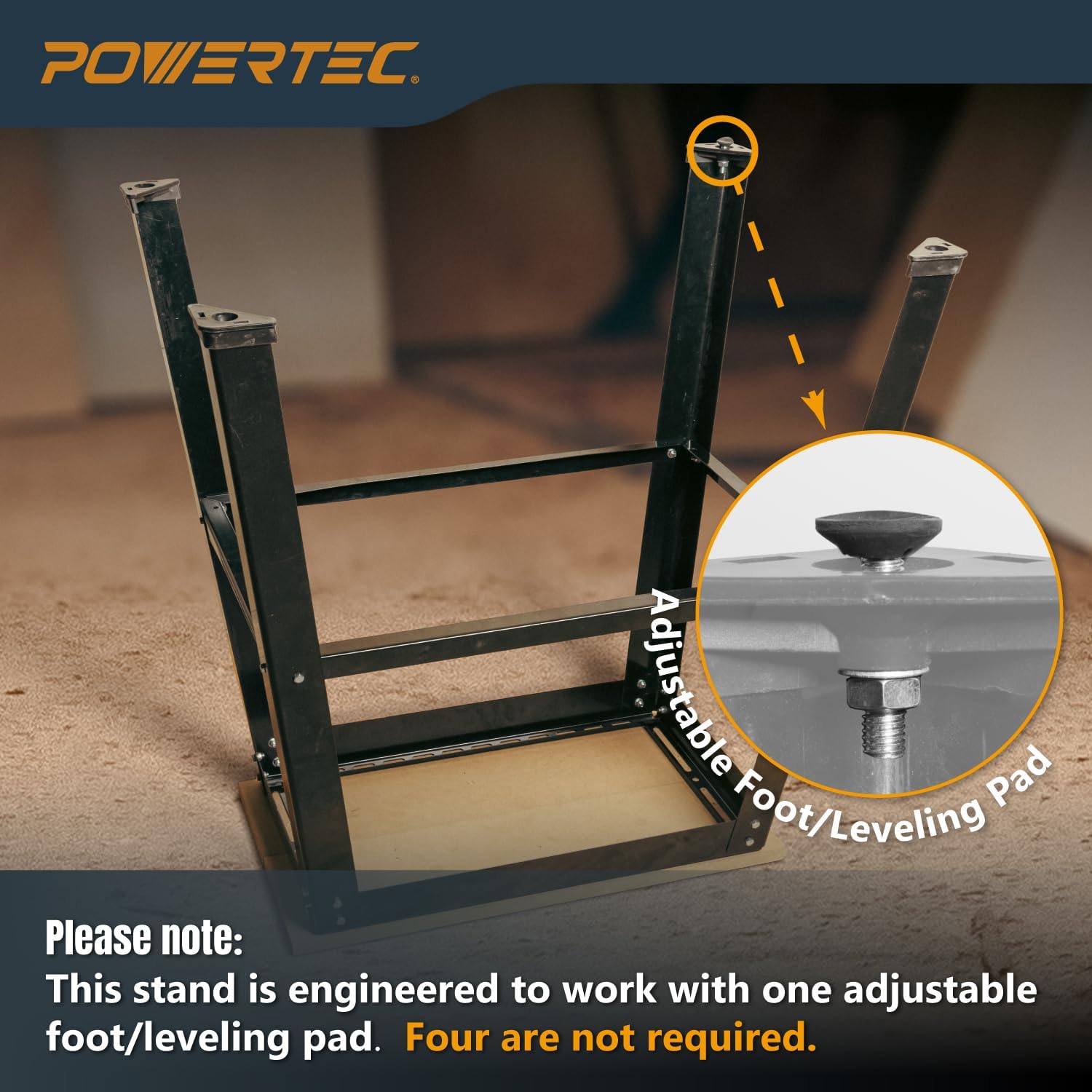 POWERTEC Tool Stand, MDF Split Top Expands to 20"x25", 32" Work Height Power Tool Stand for Drill Press, Belt Sander, Bench Grinder, Band Saw