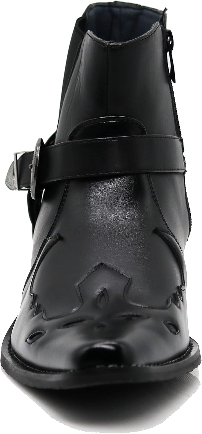 Enzo Romeo WT11 Men's Western Cowboy Motorcycle Ankle Boots