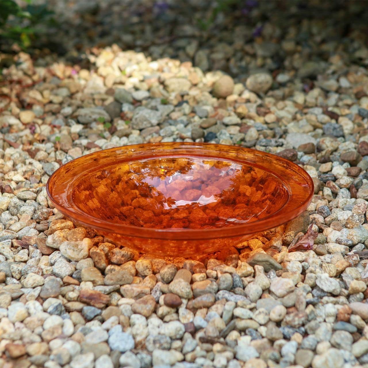 Achla Designs Crackle Glass Bowl, 12-in, Mandarin