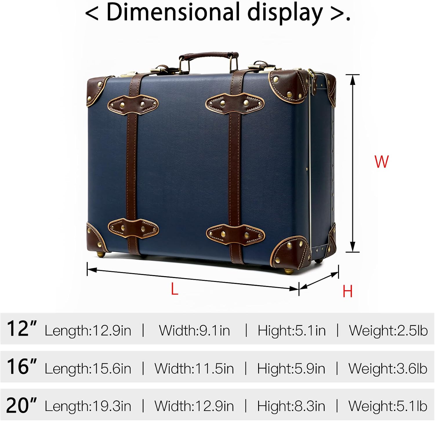 urecity Vintage and Cute Carry-on Overnight Case Non-wheeled Mini Leather Trunk Suitcase with Shoulder Strap
