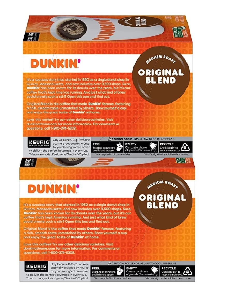 Dunkin’ Original Blend Medium Roast Coffee, Keurig K-Cup Pods, 10 Count Box