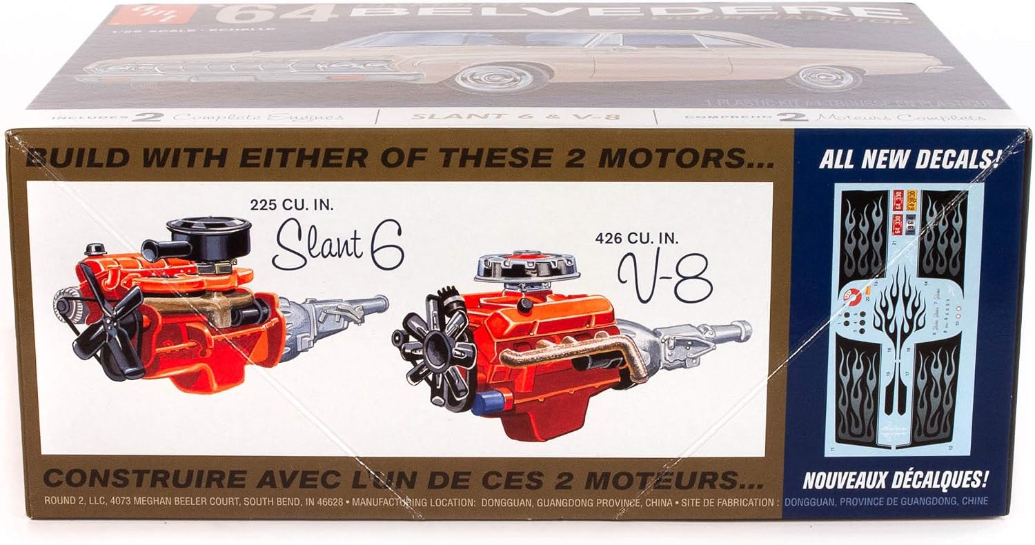 AMT - 1964 Plymouth Belvedere (w/Straight 6 Engine) 2T, 1:25 (AMT1188M), White