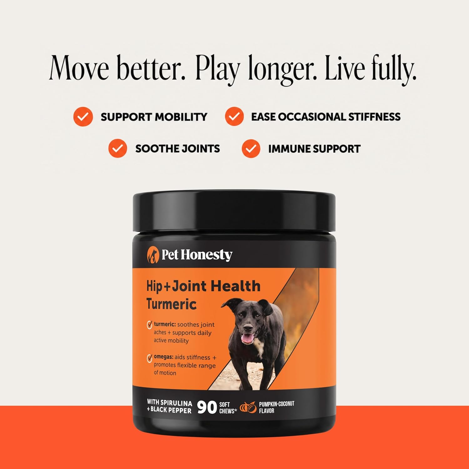 Hip + Joint Supplement for Dogs with Glucosamine Chondroitin - MSM, Turmeric & Collagen Soft Chews - Joint Function, Stiffness, and Mobility Support, May Reduce Occasional Discomfort (Chicken, 90 Ct)