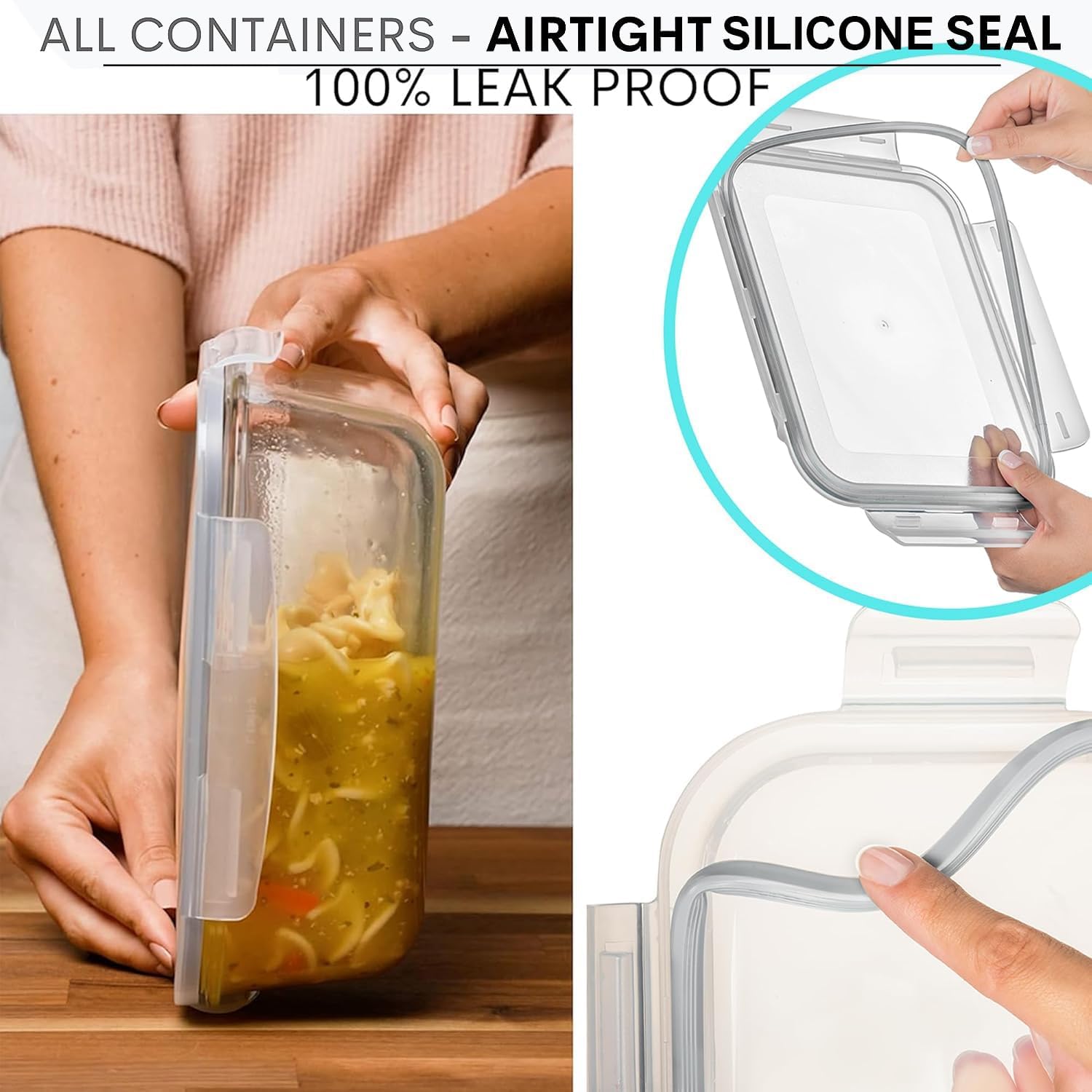 Razab 4 Pc (2700ML/ 91 Oz & 1520ML/ 51 Oz) Airtight Large Glass Food Storage Containers with Lids - BPA Free