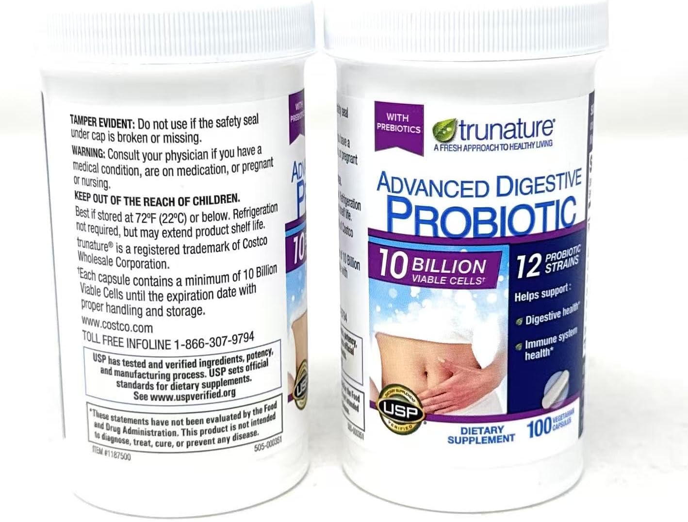 Trunature Digestive Probiotic Capsules, Healthy Immune System 2Pack (100 Count) Product is Recommended