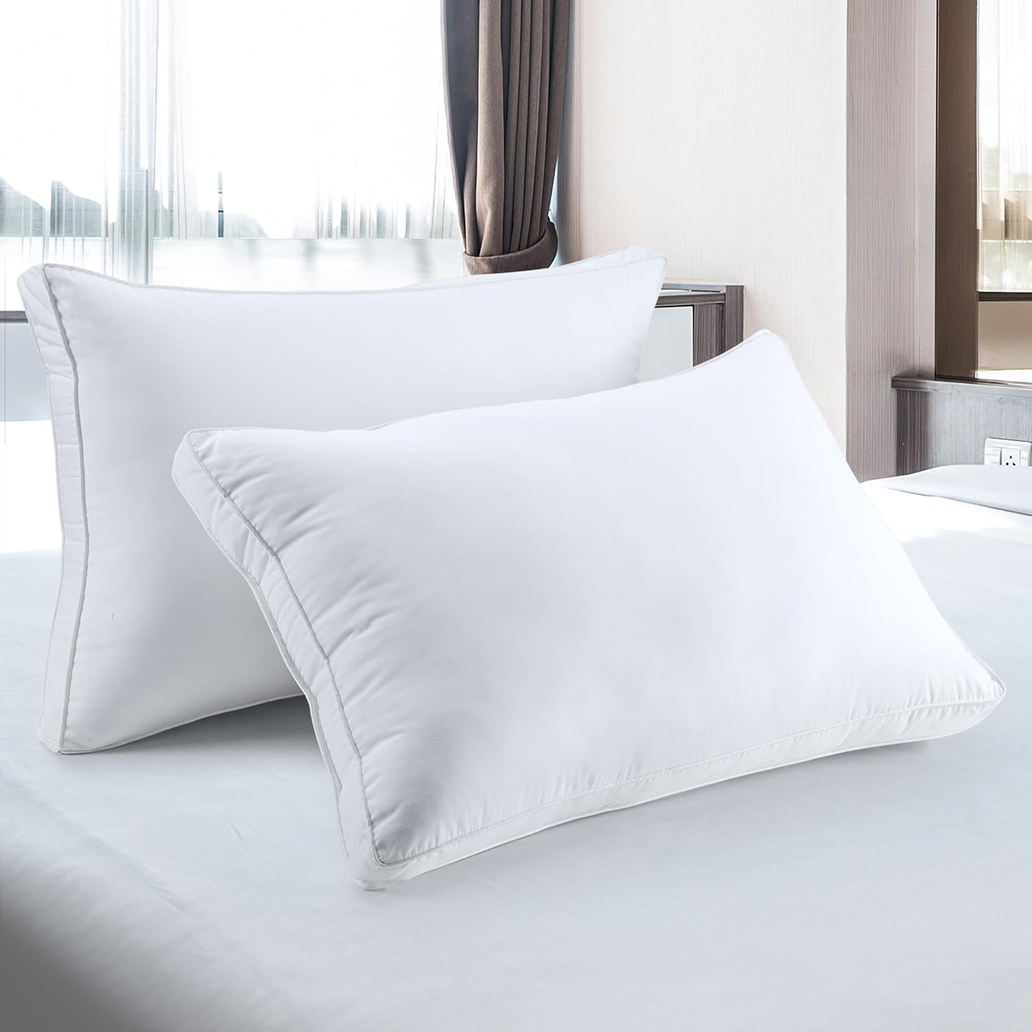 Utopia Bedding Gusset Bed Pillow, Hotel Pillows King Size Set of 2, White