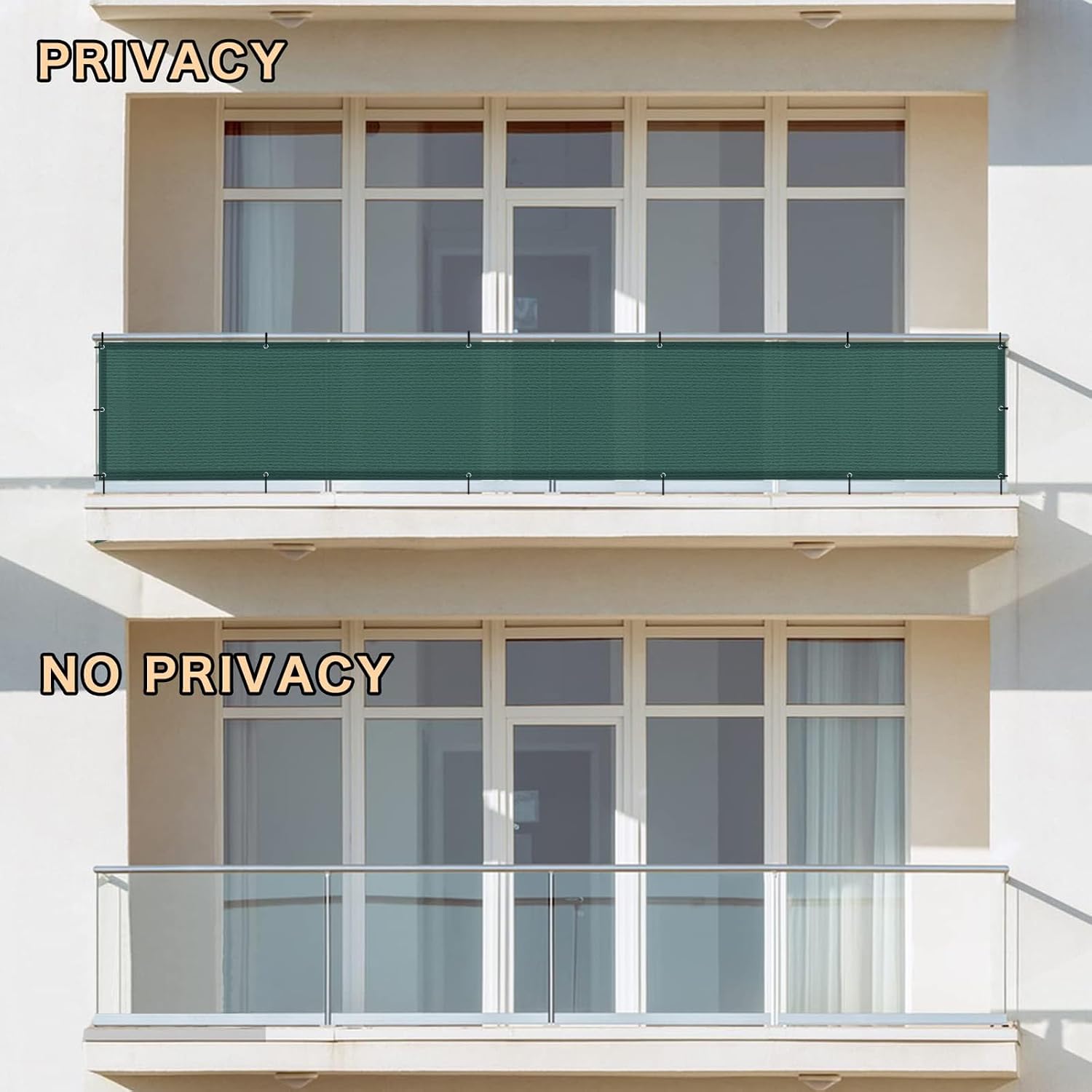 SUNLAX 3'x10' Black Balcony Privacy Screen Fence Windscreen 90% UV Block