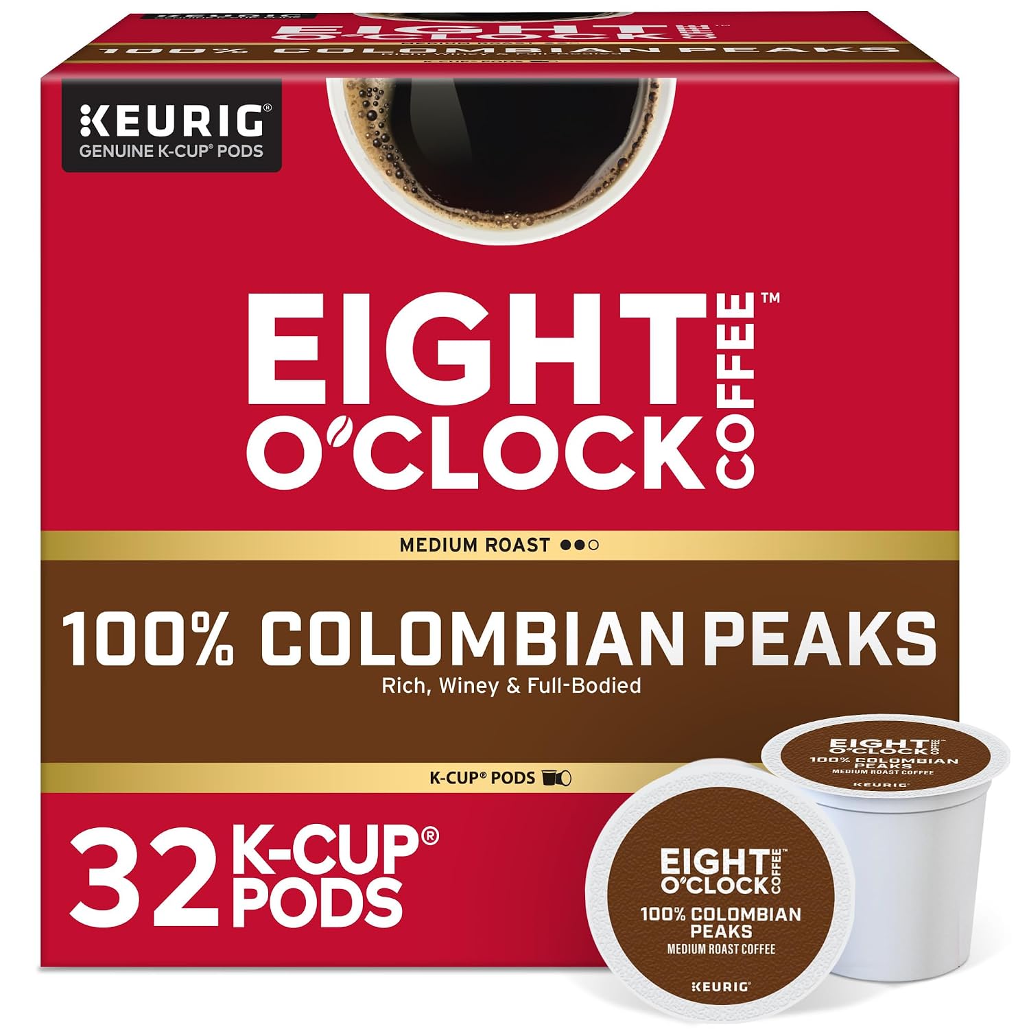 Eight O'Clock Coffee The Original, Single-Serve Keurig K-Cup Pods, Medium Roast Coffee Pods, 72 Count