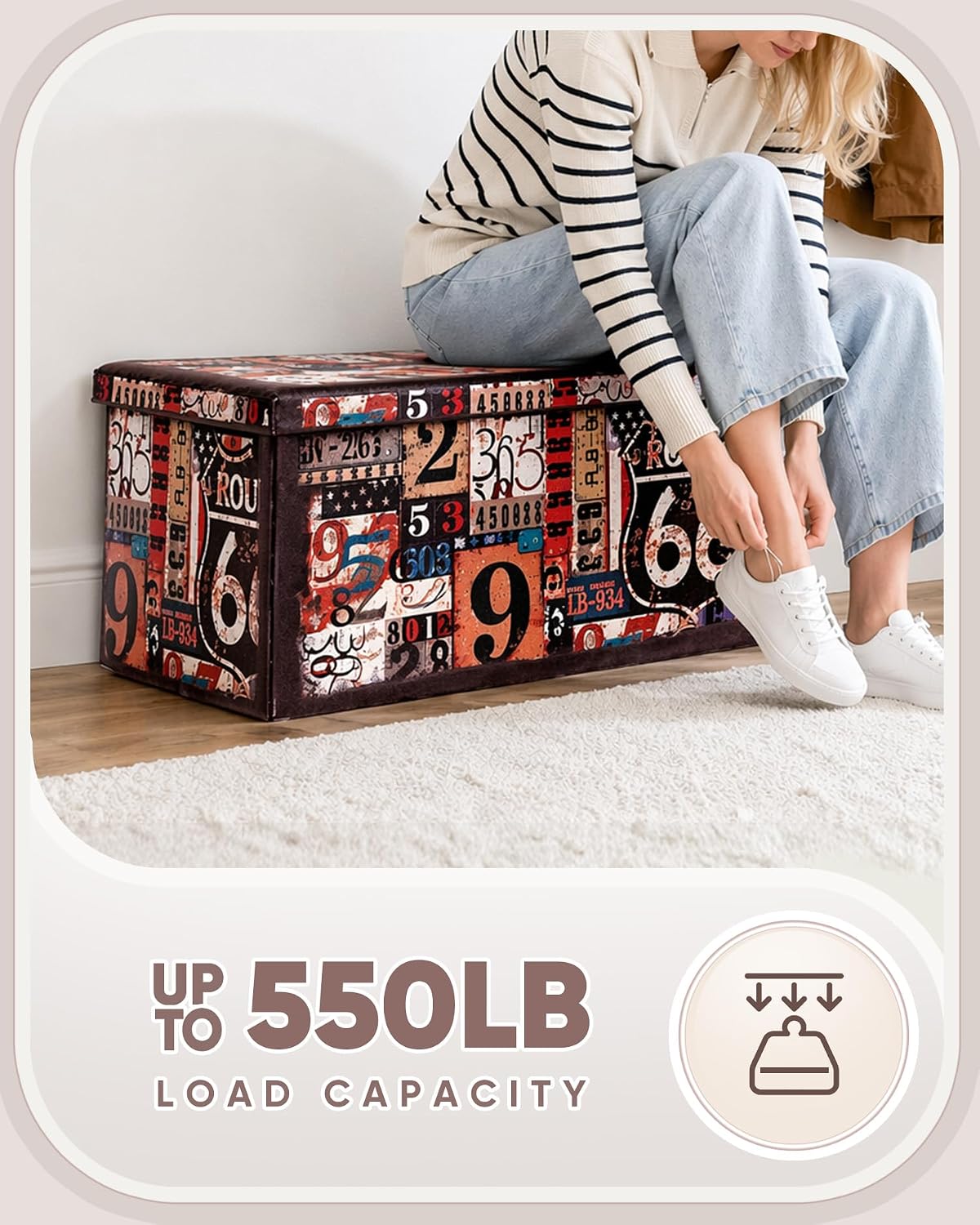 B FSOBEIIALEO Folding Storage Ottoman Bench with Faux Leather Footrest Seat, Coffee Table 30"x15"x15"