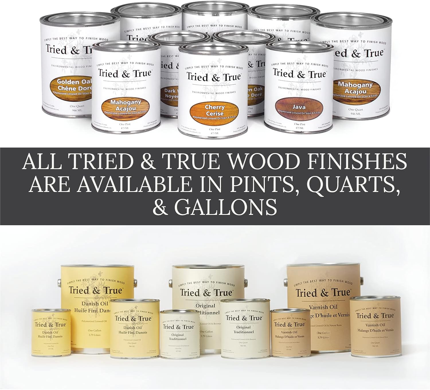 Tried & True Danish Oil, Pure Polymerized Linseed Oil Wood Finish, Pint | Ideal for Furniture, Rustic Pieces, & Priming Wood for Other Oil or Epoxy-Based Products, Food Safe, Simple, Fast Curing