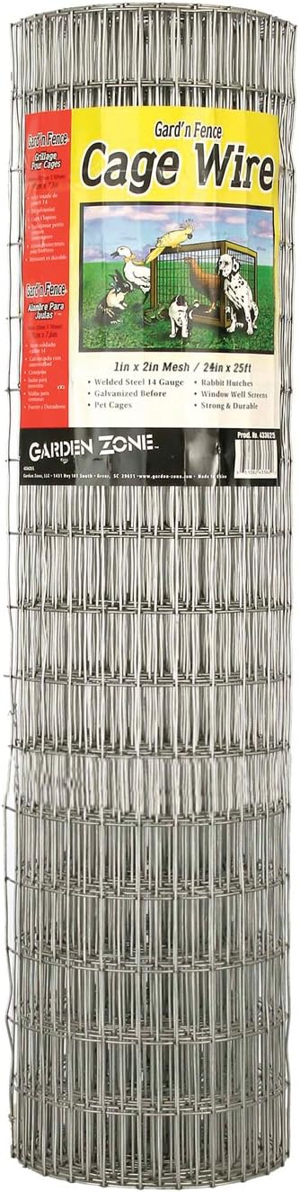 432425 1" x 2" Mesh 14-Gauge Galvanized Wire Fence, 24" x 25'
