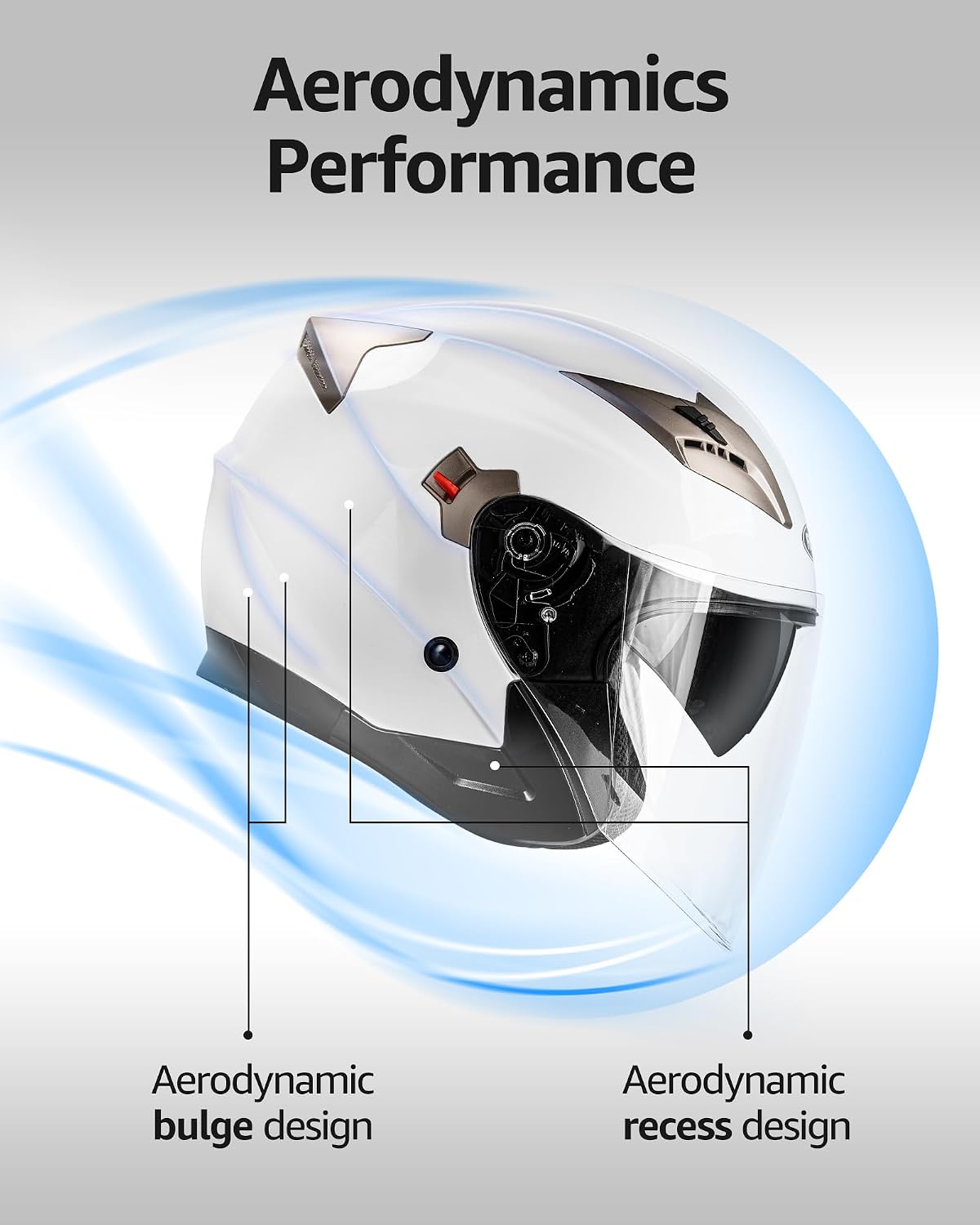 YEMA Open Face Motorcycle Helmets, DOT Approved 3/4 Moped Helmet Dual Visor Quick Release Buckle, Helmets for Adults Motorcycle Men Women Helmets for Moped Scooter Streey