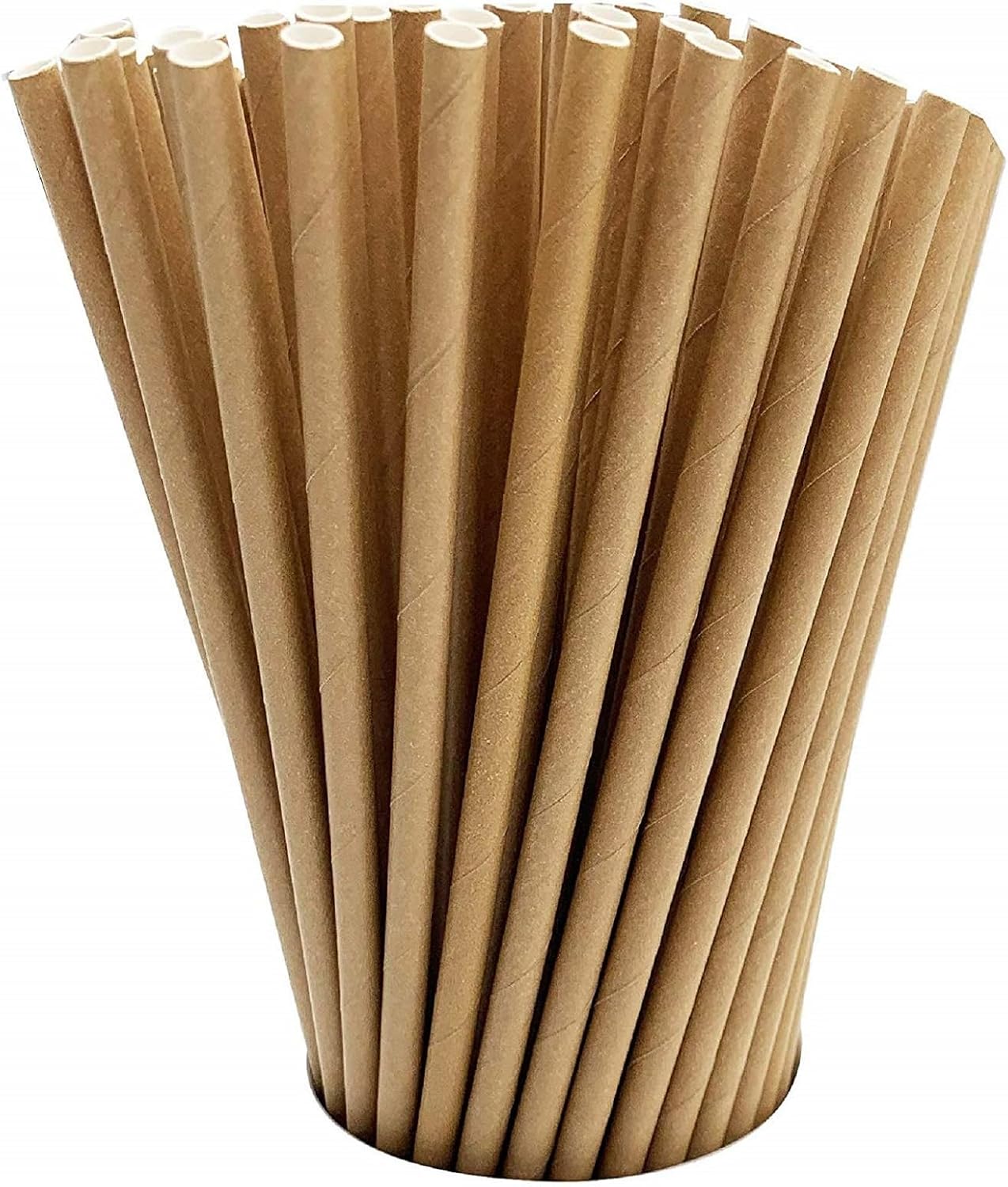 GDMINLO 100 Pack Kraft Paper Straws Biodegradable co-Friendly Drinking Bulk for Party Supplies, Bridal/Baby Shower, Birthday, Mixed Drinks, Weddings