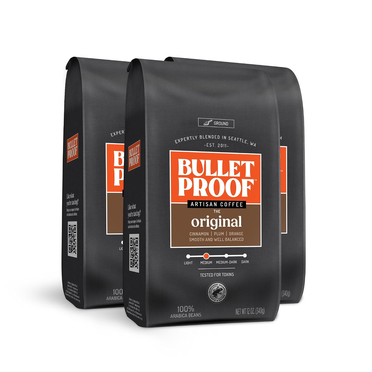 Bulletproof French Kick Dark Roast Ground Coffee, 12 Ounces, 100% Arabica Beans, Clean Coffee Tested for Toxins, Packaging May Vary