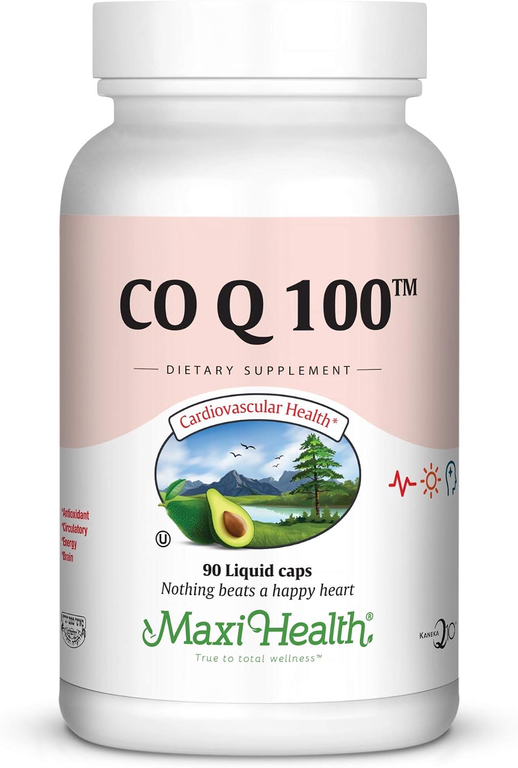 Maxi Health COQ10 100mg Capsules – 100mg Coenzyme Q10 for Heart & Energy Support – Kosher Certified CO Q 10 Supplement – Non-GMO and