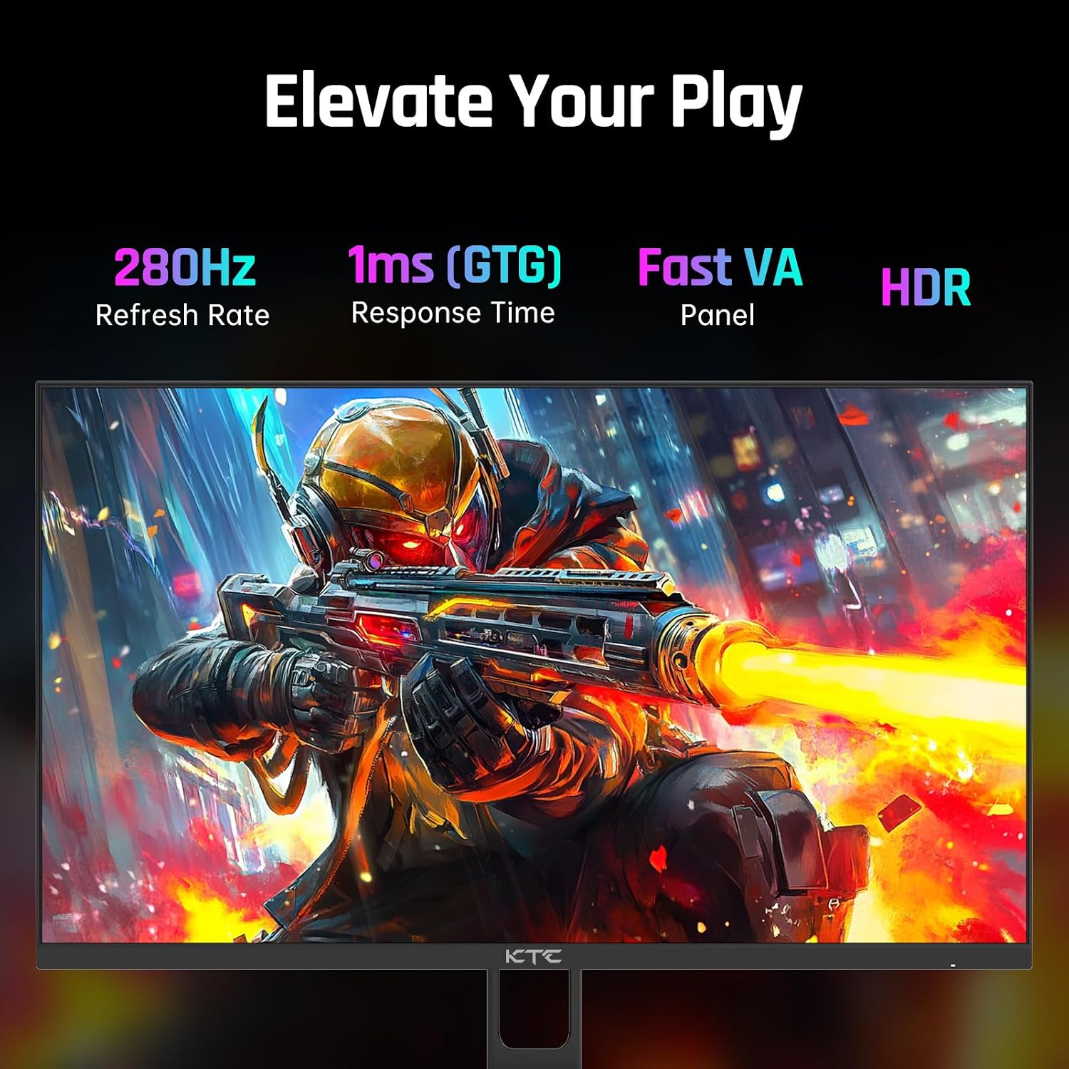 KTC 24.5 Inch Gaming Monitor, 180Hz OC 200Hz Monitor FHD, Fast IPS, H25T7 | 1080P Monitors 1ms, 128% sRGB HDR10, Adaptive Sync, HDMI DP, VESA Tilt Adjustable for Xbox PS5 Switch, HDMI Cable Inc.