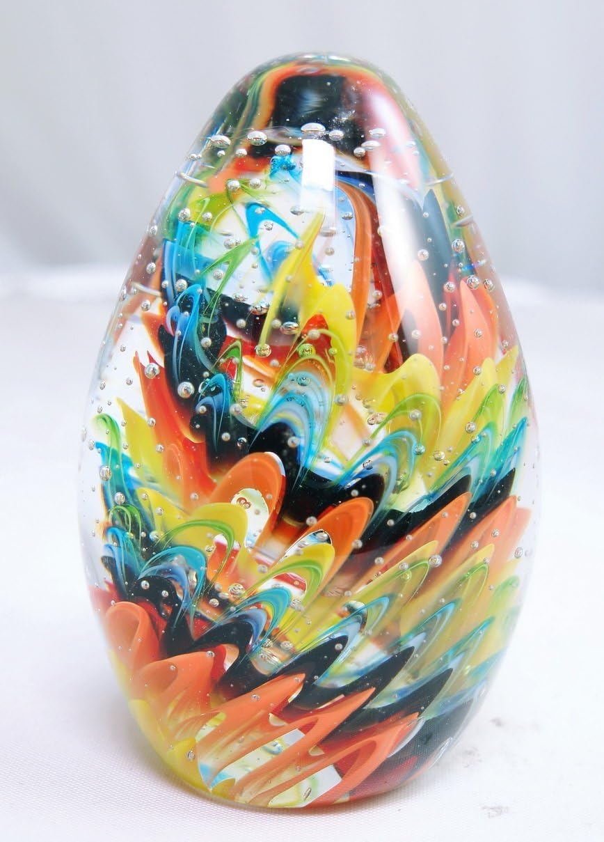 M Design Art Handcraft Rainbow Mix Millefiori Glass Paperweight 06