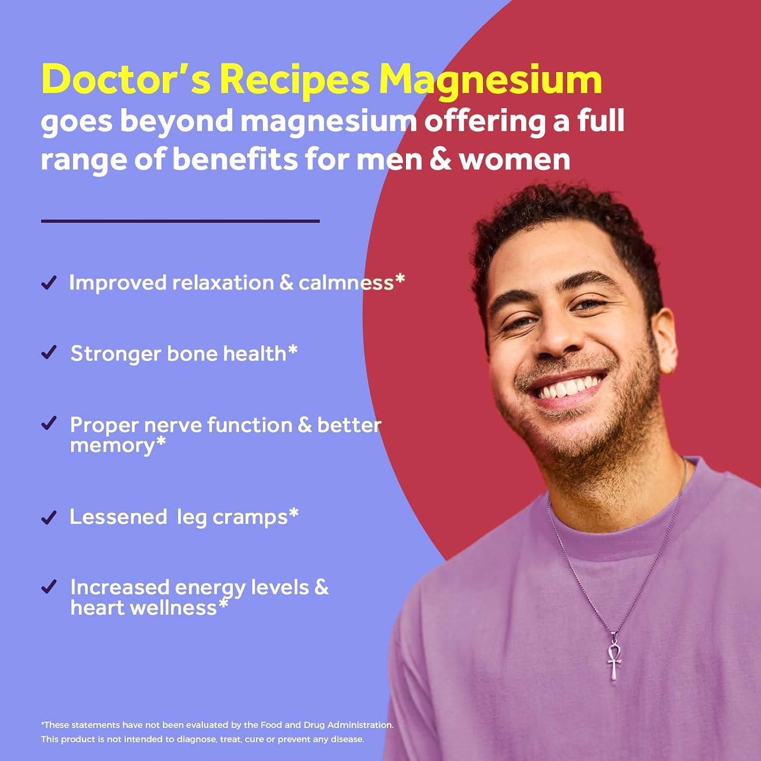 Doctor's Recipes Magnesium Glycinate Supplement, Amino Acid Chelated, Non Buffered, High Absorption, Easy on Stomach, Support Calm, Bone, Heart