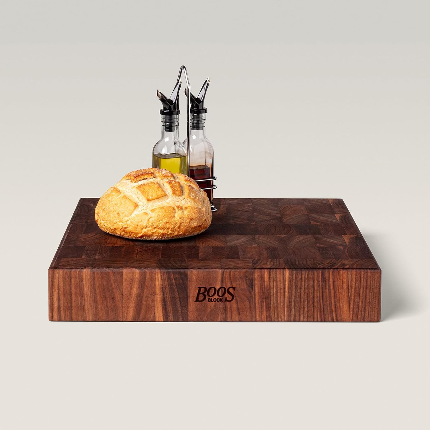 John Boos CCB Series Square Wooden Maple Cutting Board 12”x12” – 3” Thick, 13-lb Reversible Butcher Block with End-Grain & Finger Grips – Made in the USA