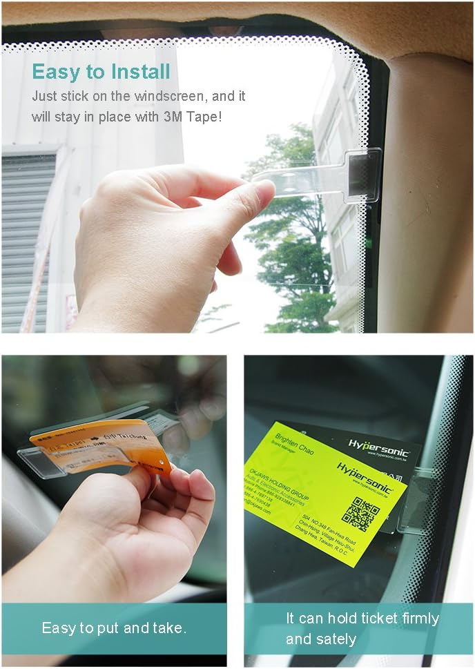 Car Windshield Parking Tickets Holder Transparent Auto Accessories Clip 2PCS