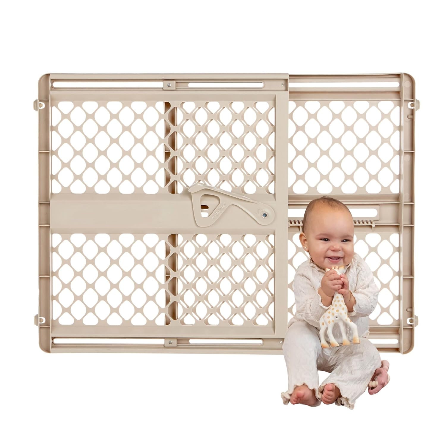 Toddleroo by North States - Supergate Ergo Baby Gate: Plastic Baby Gate for Stairs & Doorways - Adjustable Indoor Safety Gate - Made in USA - 26 to 42 Inches Wide - 26 Inches Tall - Ivory