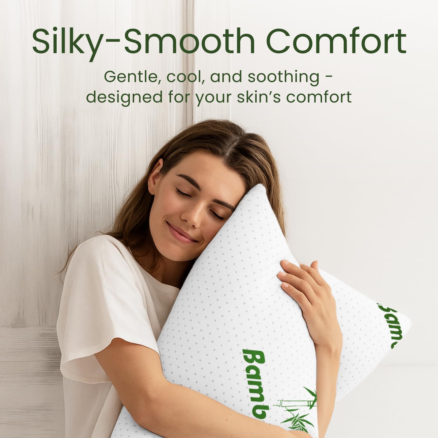 Memory Foam Pillows Queen Size Set of 2 - Cooling Bed Pillows for Sleeping - Back, Stomach, Side Sleeper Firm, Comfy Cool Shredded - 2 Pack, Rayon Derived from Bamboo