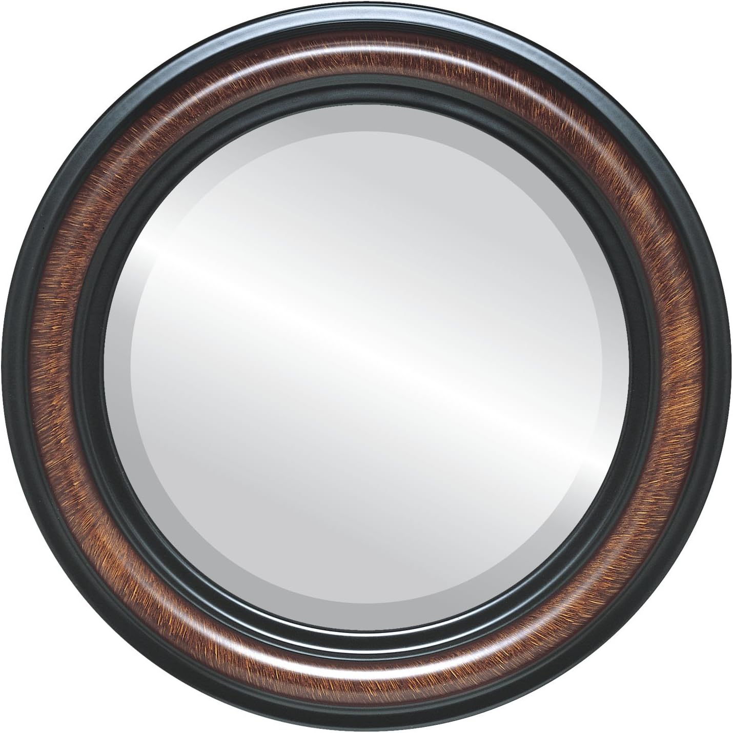 OVALCREST Round Beveled Wall Mirror for Home Decor - Philadelphia Style - Rubbed Bronze - 22x22 Outside Dimensions