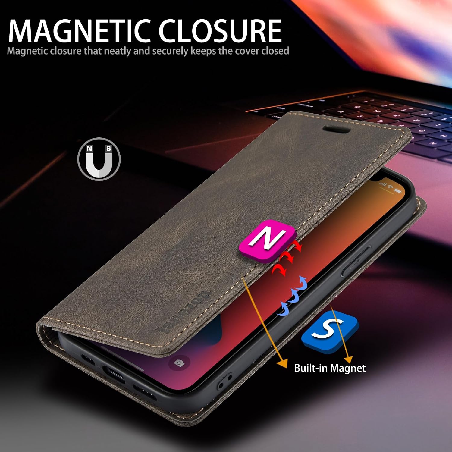 japezop iPhone 12 Mini Wallet Case with [RFID Blocking],Blue