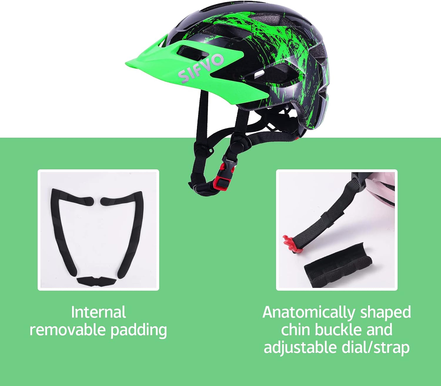 Kids Helmet, SIFVO Kids Bike Helmet Boys and Girls Bike Helmet with Cool Visor Helmet for Kids 5-14