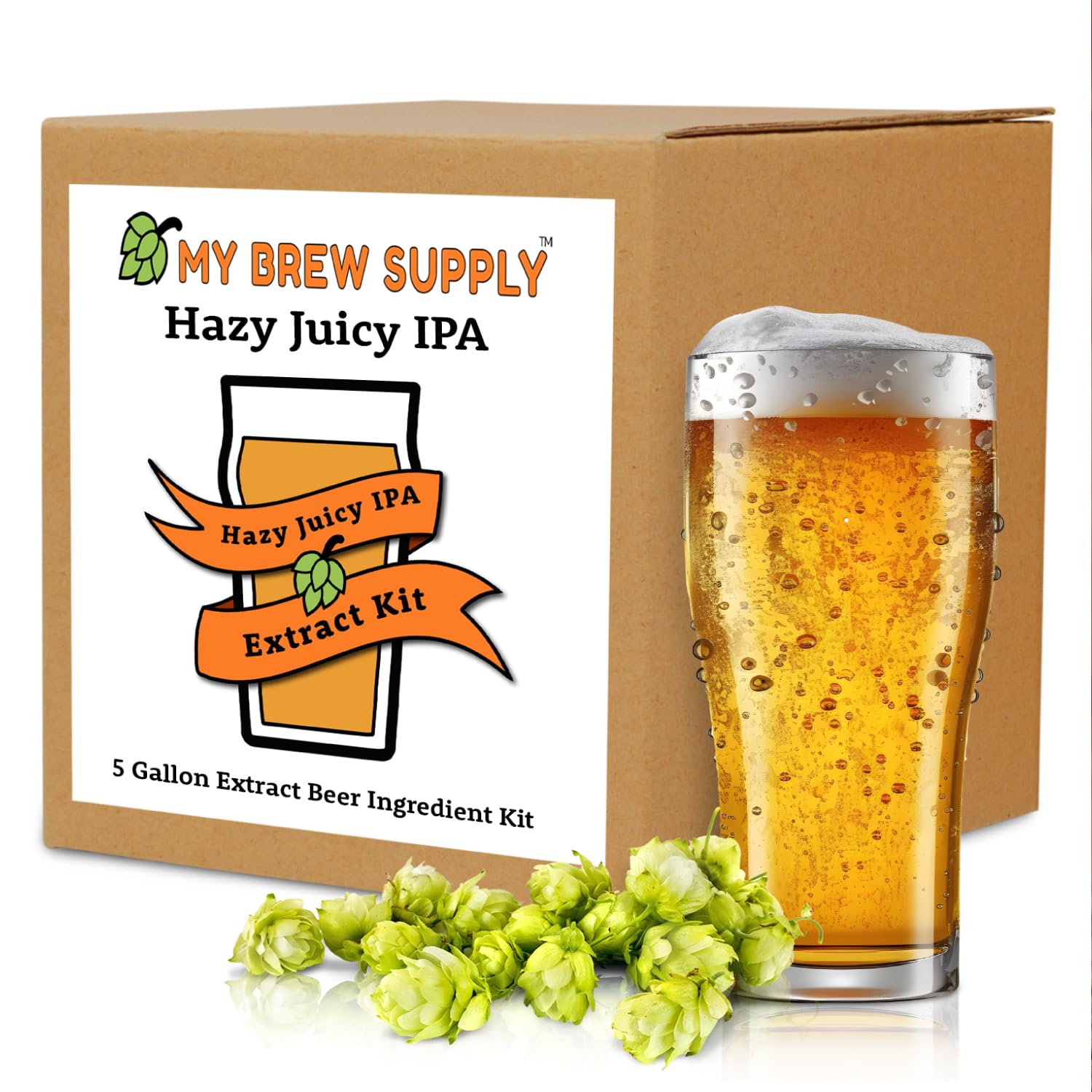 My Brew Supply Orange Wheat Beer Extract Kit | Bavarian Wheat Dry Malt Extract | Golden Light Dry Malt Extract | Caramel Malt | Flaked Wheat Grains