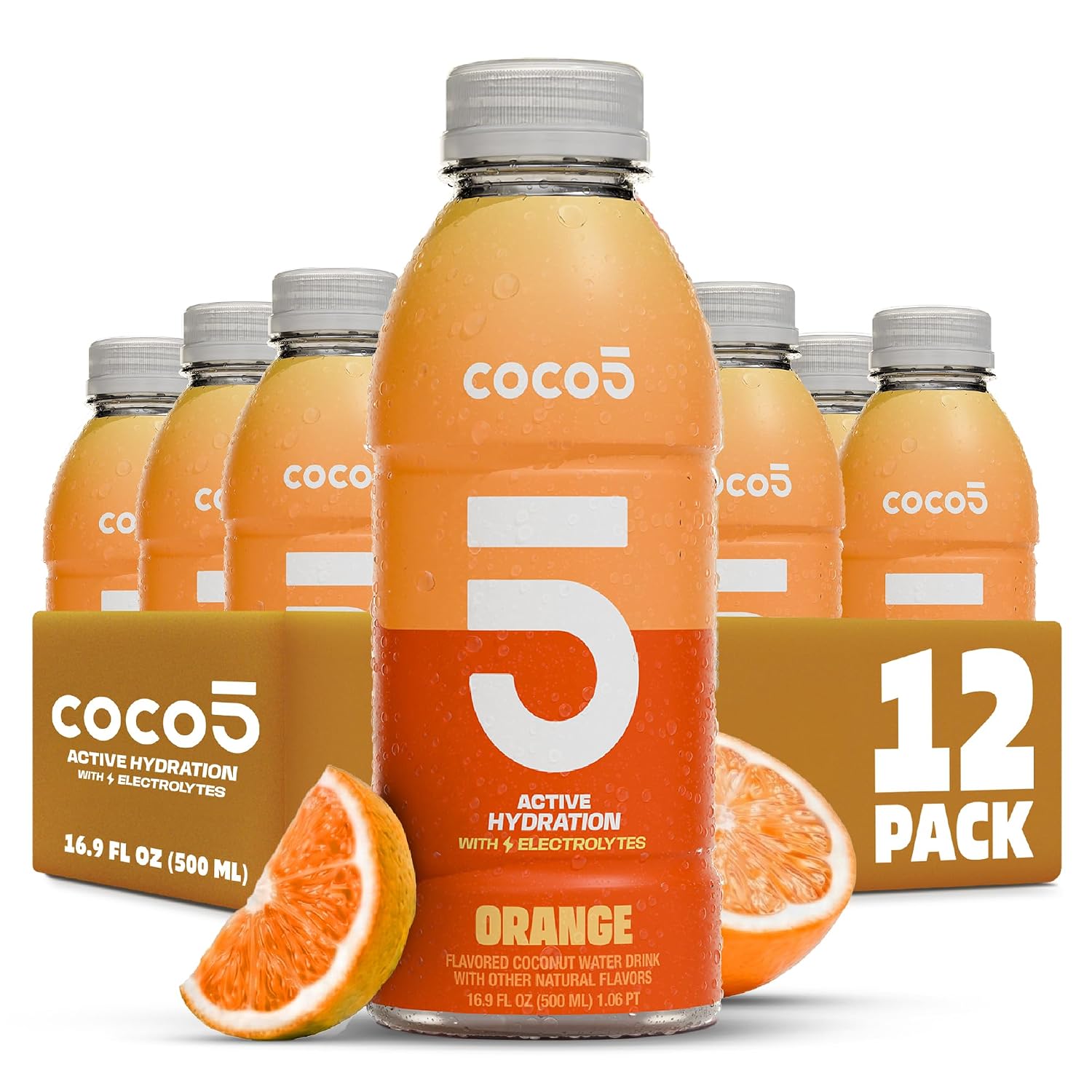 Coco5 Original Coconut Water Natural Electrolyte Sports Drink, 12 Pack | Active hydration. Low sugar, nothing artificial. Potassium, sodium, magnesium, calcium, chloride. 8 real ingredients.
