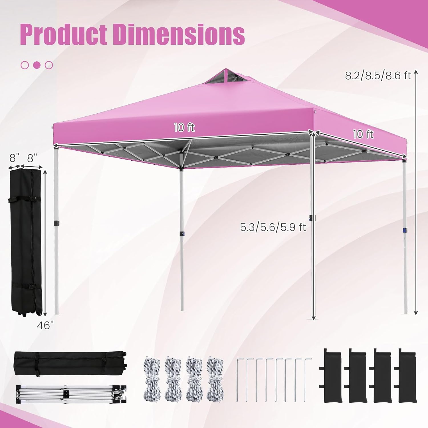Tangkula 10 x10 Ft Pop Up Canopy with Center Lock, UPF 50+ One-Button Setup Outdoor Canopy Tent with Roller Bag, 4 Sand Bags, Heavy-Duty Steel Frame