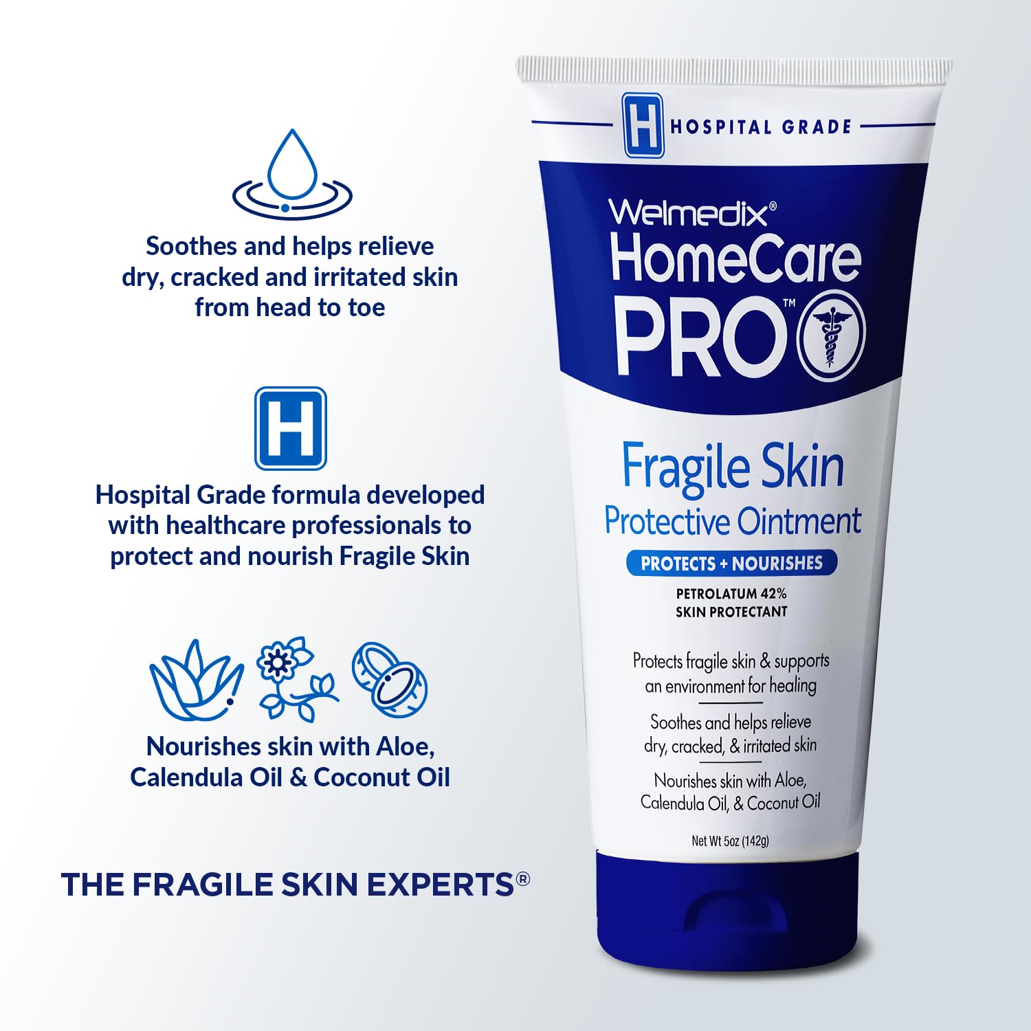 Welmedix Healing Ointment for Dry Skin - Skin Protection Barrier Cream | Hospital Grade Intensive Healing Ointment - Moisturizer for Very Dry, Cracked Skin - 5oz Tube