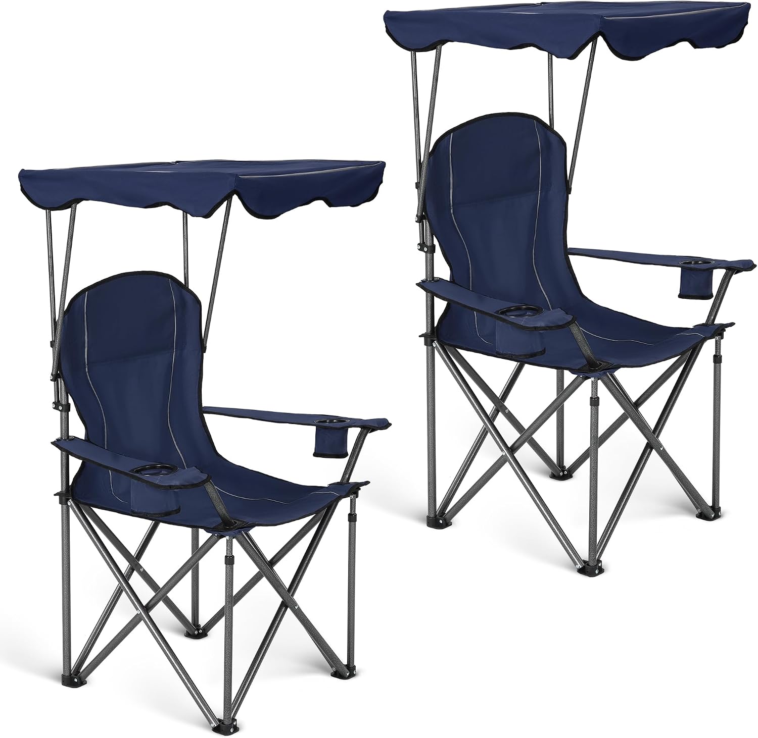 ALPHA CAMP Heavy Duty Canopy Camping Chairs with Adjustable Sunshade | Heavy duty 400 LBS, Steel Frame, Sturdy, Ergonomic,600D Oxford fabric ,Phone holder Cup holder,Carry Bag,Easy to set up