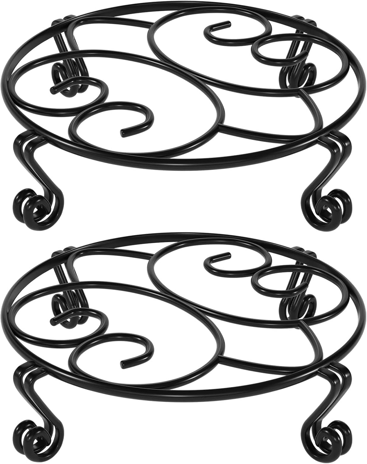 Yimobra 2 Pack Plant Stand for Flower Pot Heavy Duty Potted Holder Indoor Outdoor Metal Rustproof Iron Garden Container Round Supports Rack for