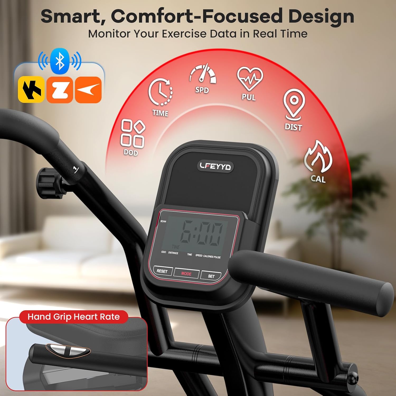 Recumbent Exercise Bike for Home, Stationary Bike with Arm Exerciser | 16-Level Magnetic Resistance, 450LBS Capacity, Bluetooth App, LCD Monitor