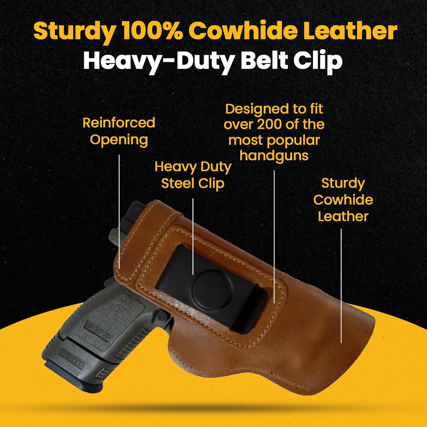 The Ultimate Leather IWB Holster - Fits S&W M&P Shield - Glock 17 19 22 23 32 33 44 / Springfield XD & XDS/Walther P99 & All Similar Handguns - Right Handed'-Black