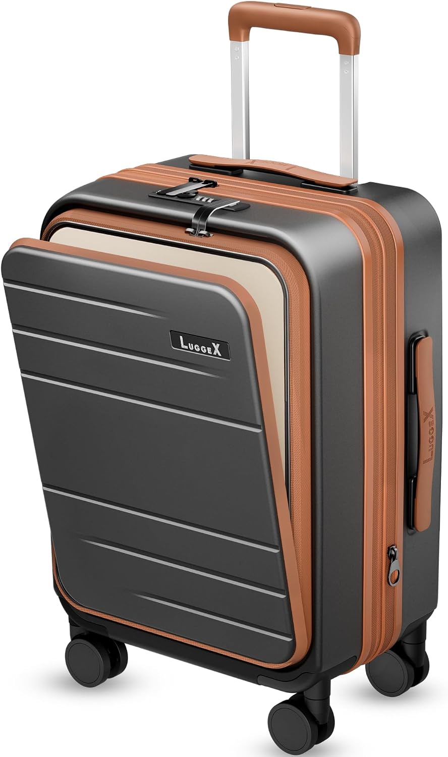 LUGGEX Checked Top Opening Expandable Suitcase, Black, 28" | Checked Luggage, Top Opening Design, 100% PC Hard Shell, Expandable Storage, TSA Approved Lock, 105L-115L Capacity, FX-Core