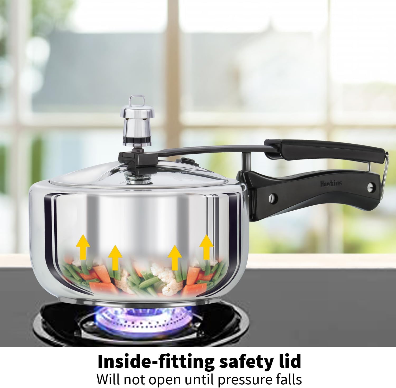 Hawkins Pressure Cooker, Stainless Steel Inner Lid Cooker, Induction Cooker, Small Cooker, Silver HSS20 2 Litre