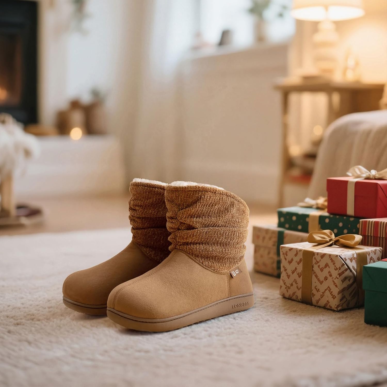 LongBay Slippers Boots for Women Warm Winter Fuzzy Bootie House Shoes Gifts
