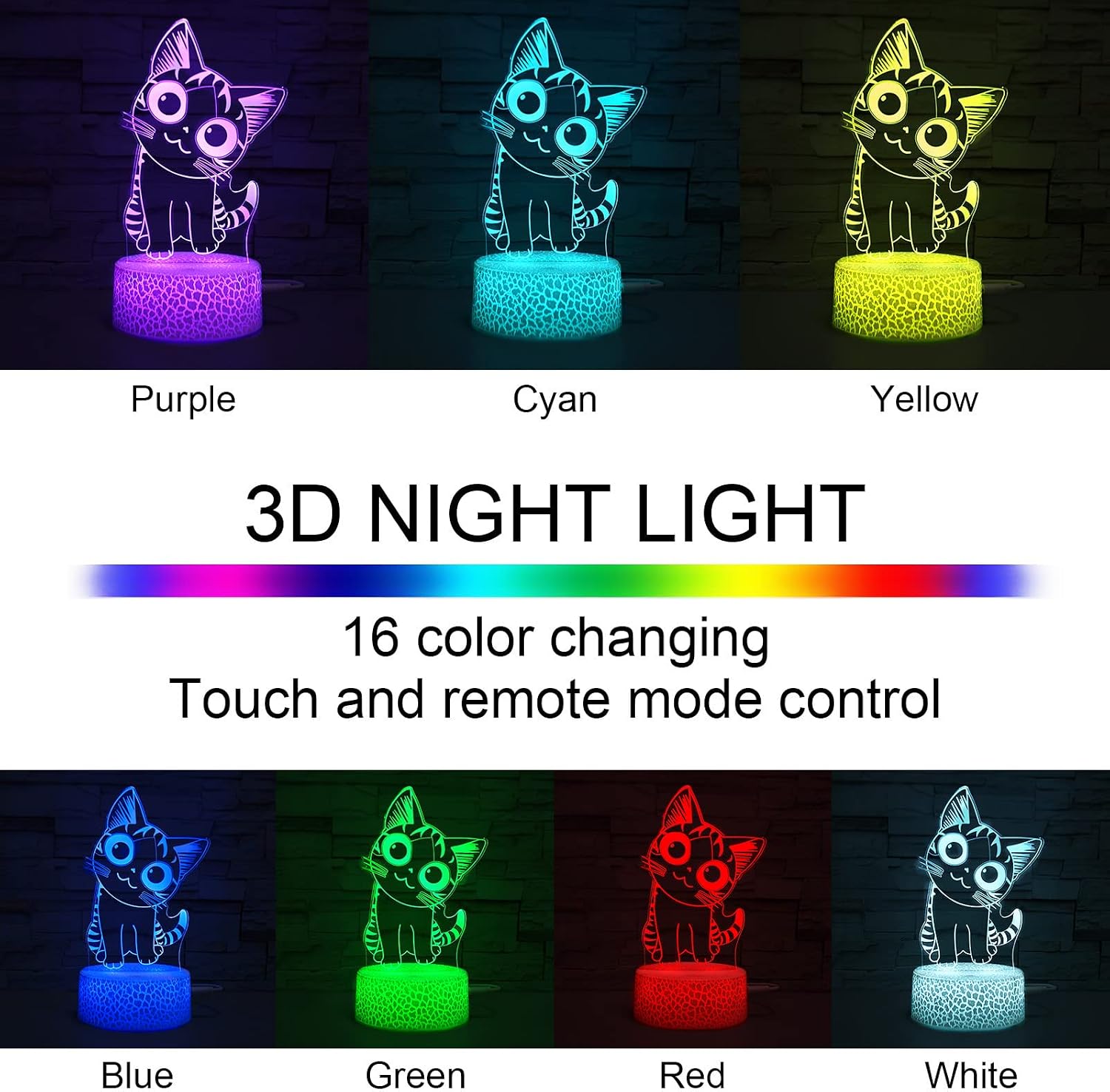 i-CHONY Dinosaur Toy T-Rex 3D Night Light for Kids, 16 Colors Dimmable Dinosaur Led Light with Remote & Smart Touch