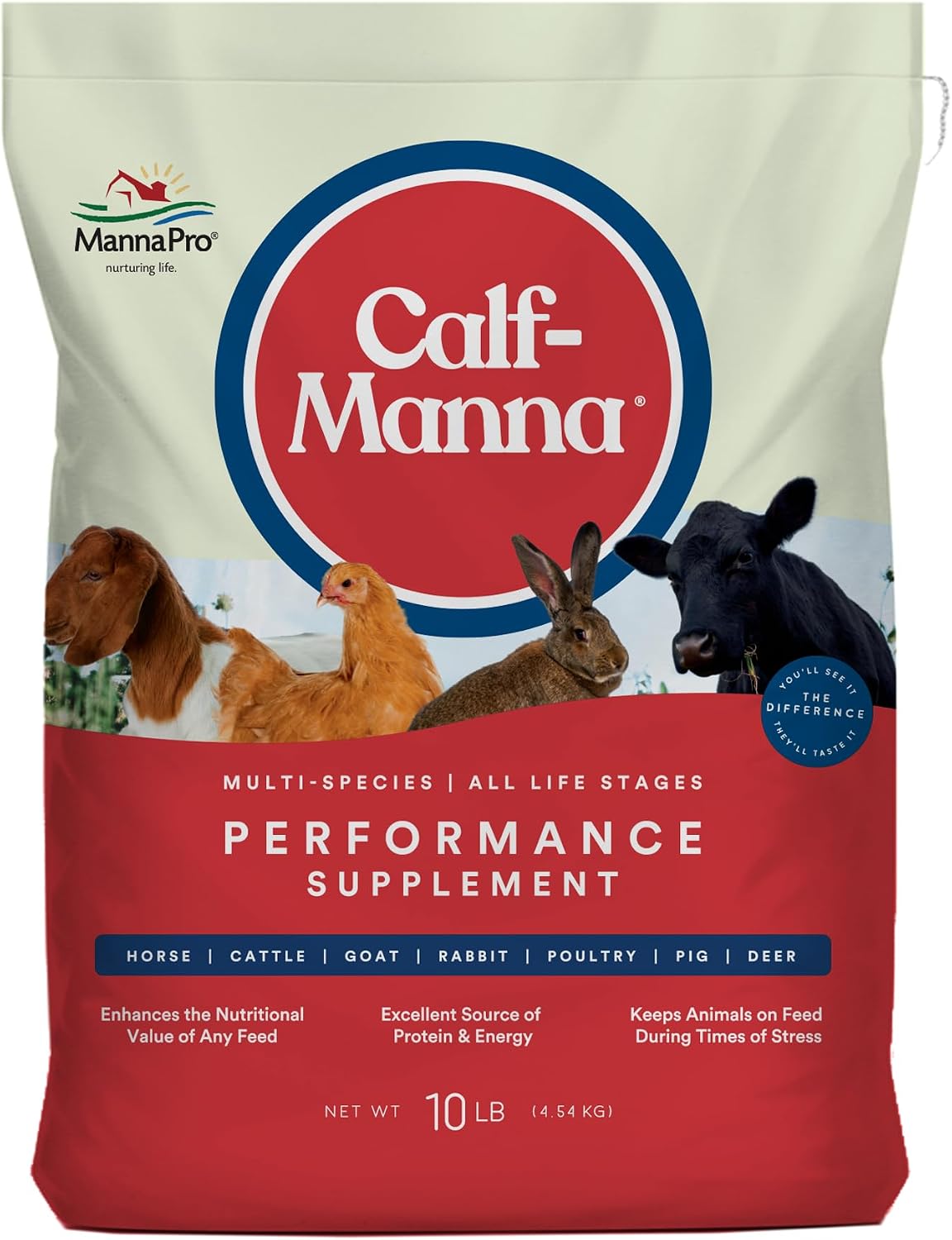 Manna Pro Calf-Manna Multi-Species Performance Supplement, 10 lb Bag | High-Protein Performance Supplement, Supports Growth & Weight Gain