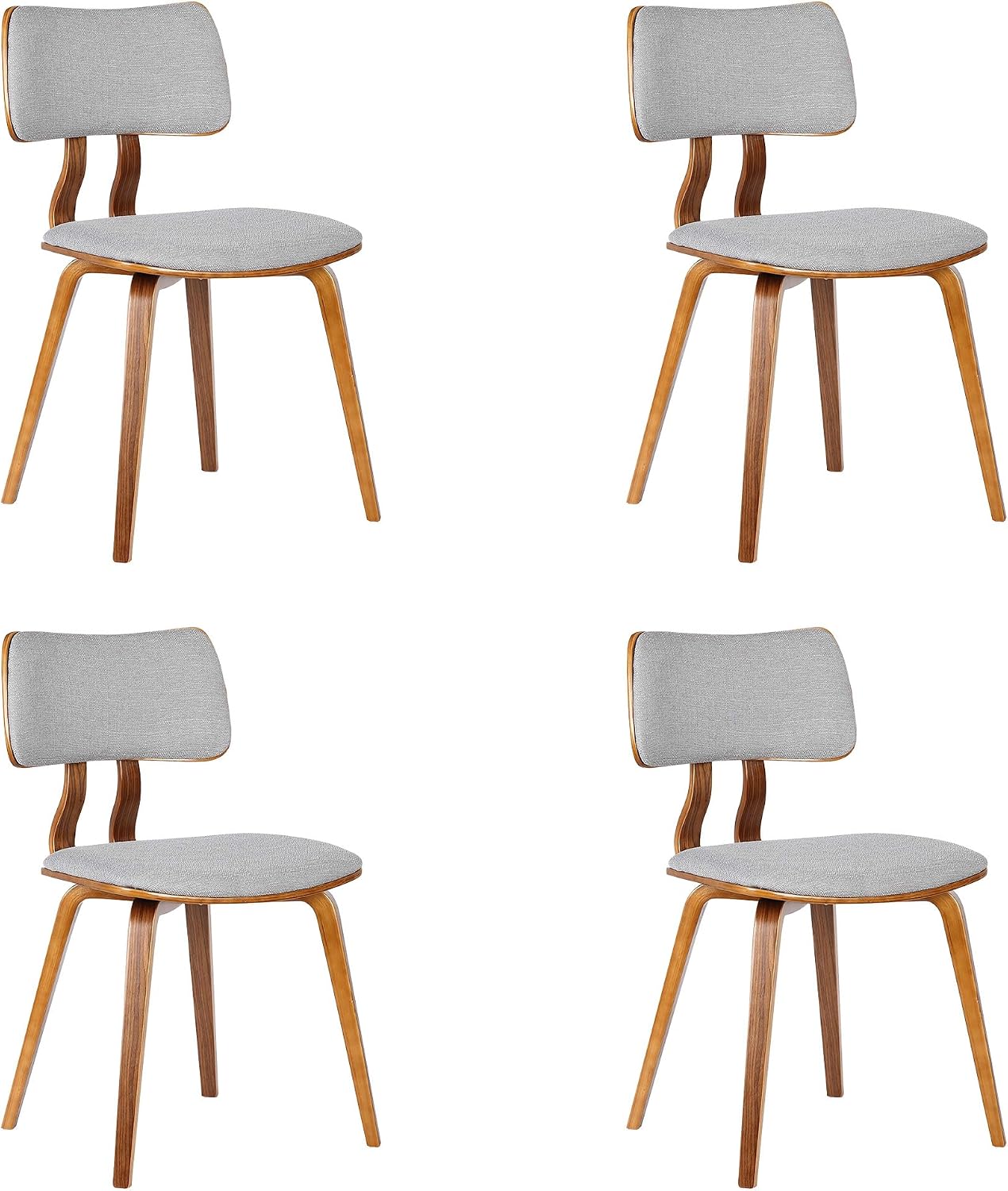 Armen Living Jaguar Dining Chair in Charcoal Fabric and Walnut Wood Finish,Charcoal/Walnut Finish 20D x 18W x 29H in