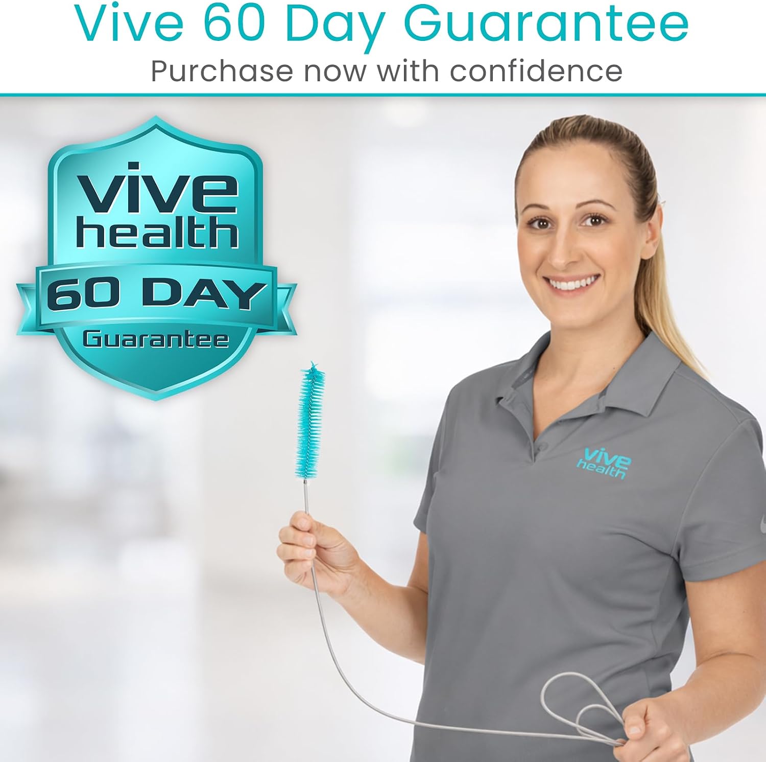 Vive CPAP Tube Cleaning Brush - Stainless Steel Cleaner for Mask and Pipe | Wire Bristle Solution - for 7 Foot Hose and 22 mm Diameter - Portable