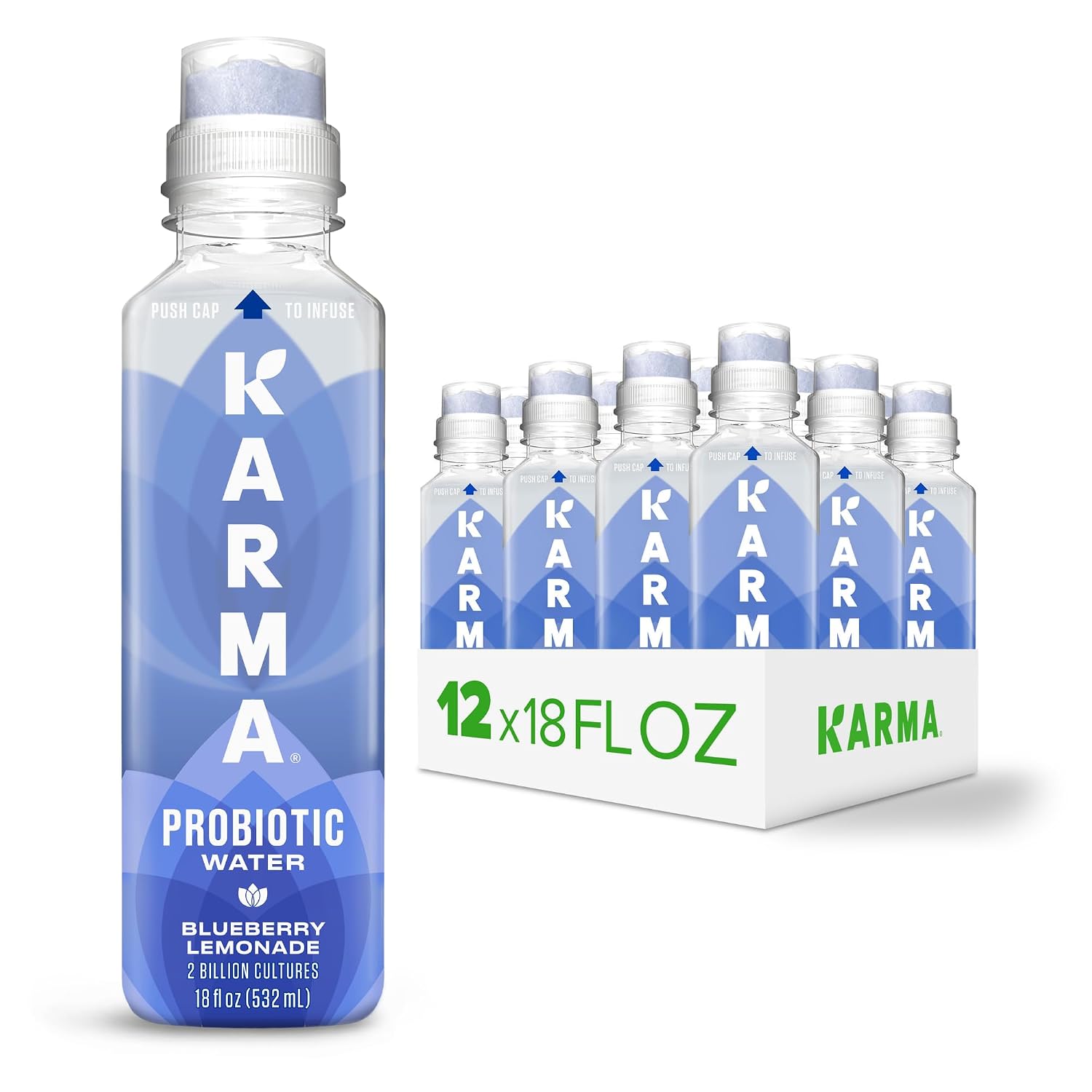 Karma Probiotic Water - 12 Pack, Berry Cherry Drink - Immune & Gut Health Support